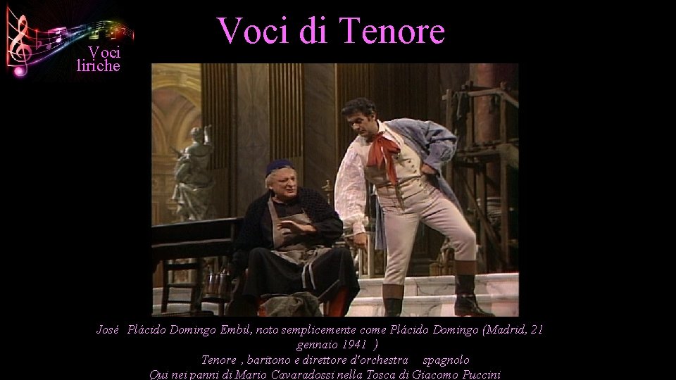 Voci liriche Voci di Tenore José Plácido Domingo Embil, noto semplicemente come Plácido Domingo