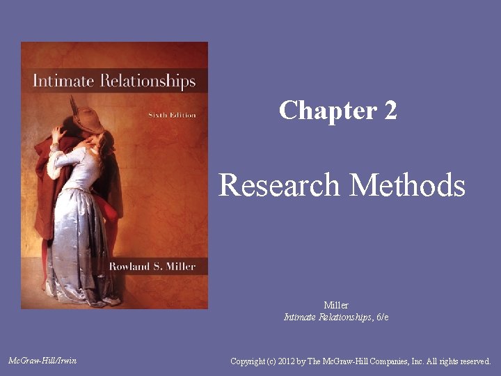 Chapter 2 Research Methods Miller Intimate Relationships, 6/e Mc. Graw-Hill/Irwin Copyright (c) 2012 by