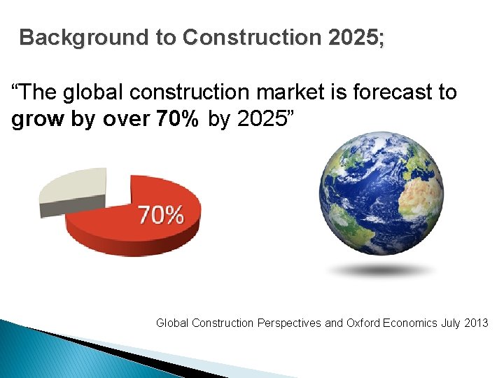 Background to Construction 2025; “The global construction market is forecast to grow by over