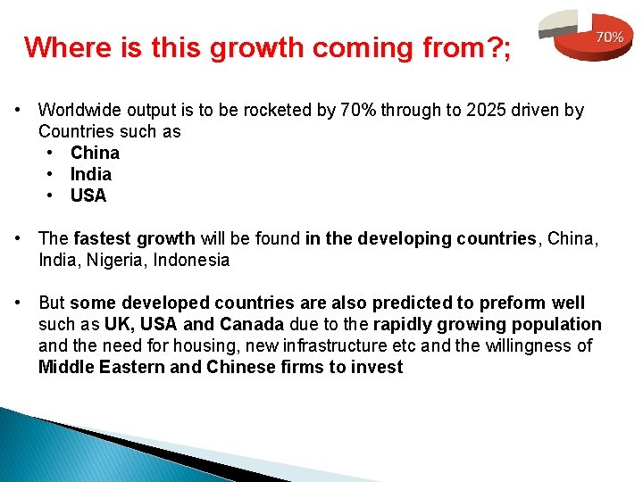 Where is this growth coming from? ; • Worldwide output is to be rocketed