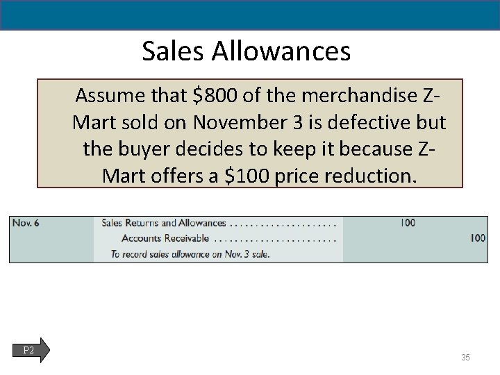 5 - 35 Sales Allowances Assume that $800 of the merchandise ZMart sold on