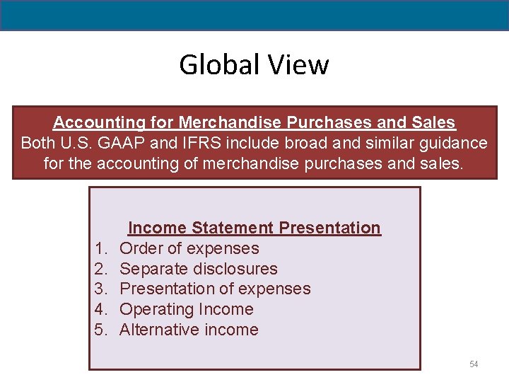 5 - 54 Global View Accounting for Merchandise Purchases and Sales Both U. S.