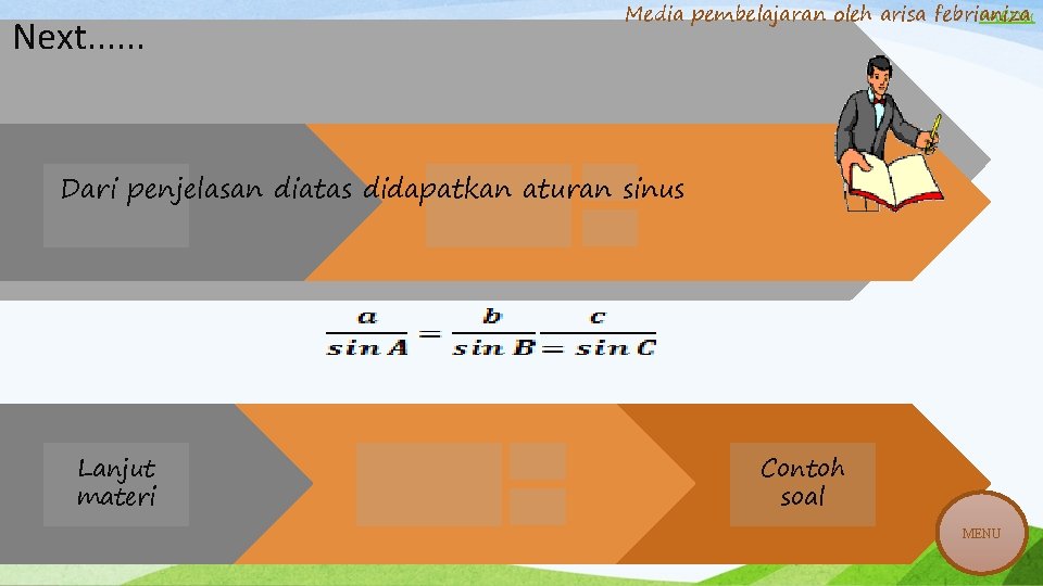 Next. . . Media pembelajaran oleh arisa febrianiza menu Dari penjelasan diatas didapatkan aturan