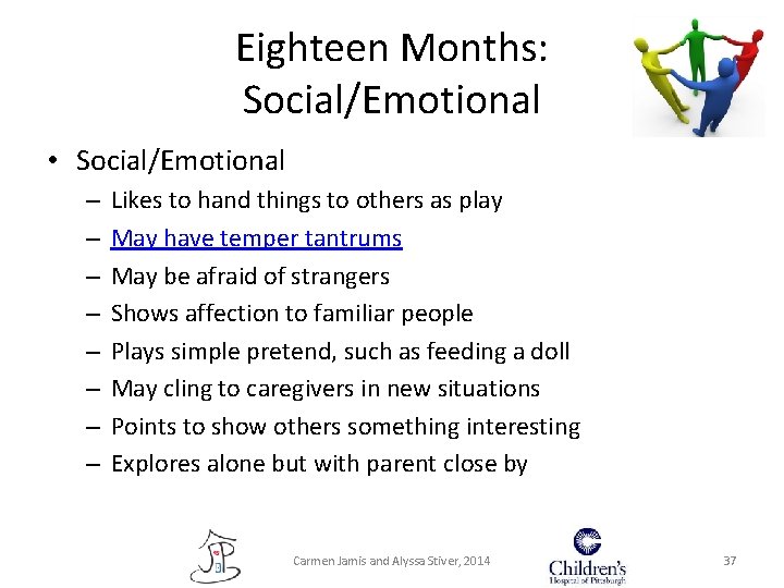 Eighteen Months: Social/Emotional • Social/Emotional – – – – Likes to hand things to Eighteen Months: Social/Emotional • Social/Emotional – – – – Likes to hand things to