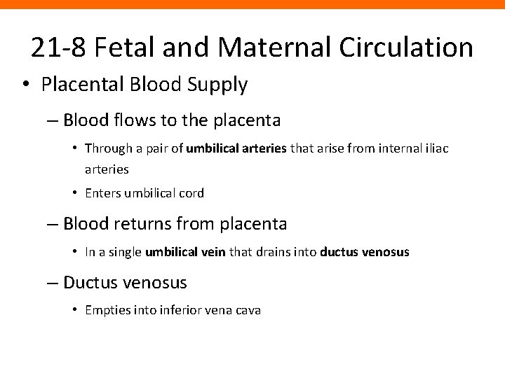 21 -8 Fetal and Maternal Circulation • Placental Blood Supply – Blood flows to 21 -8 Fetal and Maternal Circulation • Placental Blood Supply – Blood flows to