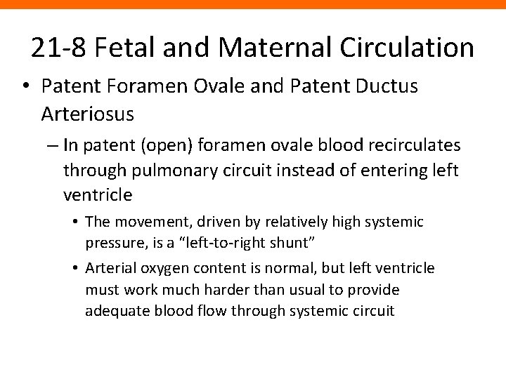 21 -8 Fetal and Maternal Circulation • Patent Foramen Ovale and Patent Ductus Arteriosus