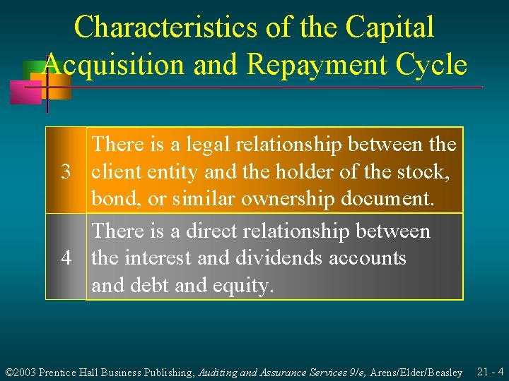 Characteristics of the Capital Acquisition and Repayment Cycle There is a legal relationship between Characteristics of the Capital Acquisition and Repayment Cycle There is a legal relationship between