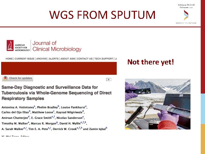 WGS FROM SPUTUM Not there yet! WGS FROM SPUTUM Not there yet!