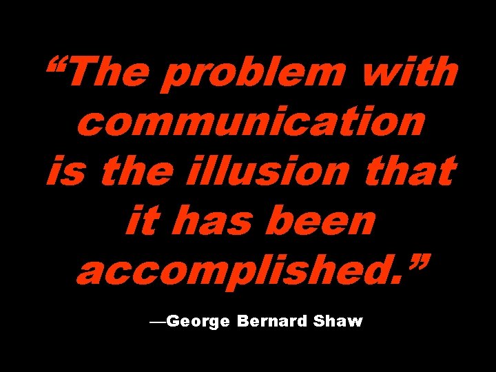 “The problem with communication is the illusion that it has been accomplished. ” ——George