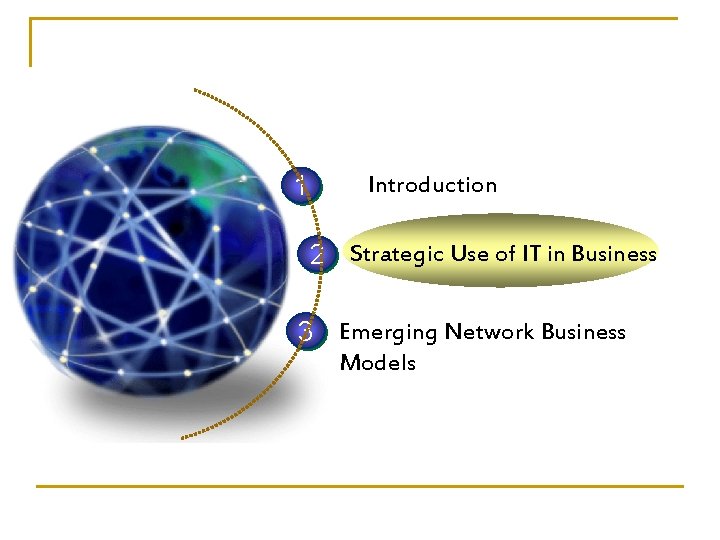 1 Introduction 2 Strategic Use of IT in Business 3 Emerging Network Business Models