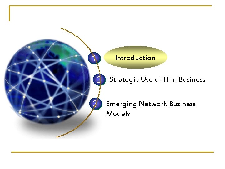 1 Introduction 2 Strategic Use of IT in Business 3 Emerging Network Business Models