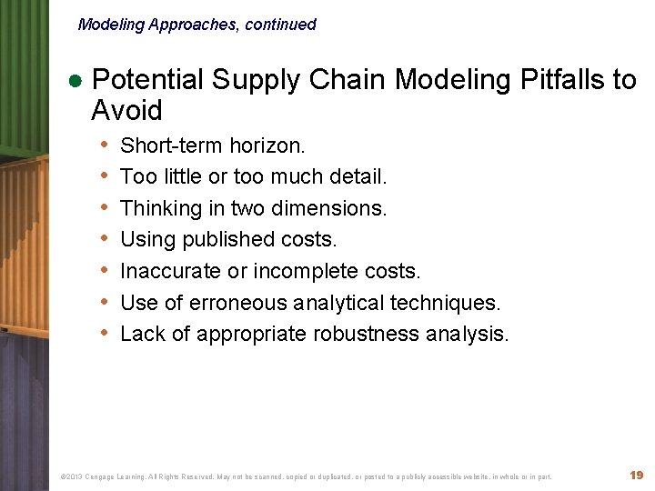 Modeling Approaches, continued ● Potential Supply Chain Modeling Pitfalls to Avoid • • Short-term Modeling Approaches, continued ● Potential Supply Chain Modeling Pitfalls to Avoid • • Short-term