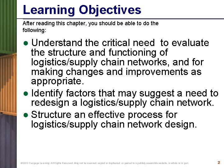 Learning Objectives After reading this chapter, you should be able to do the following: Learning Objectives After reading this chapter, you should be able to do the following: