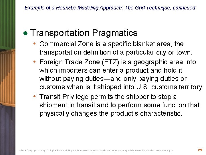 Example of a Heuristic Modeling Approach: The Grid Technique, continued ● Transportation Pragmatics • Example of a Heuristic Modeling Approach: The Grid Technique, continued ● Transportation Pragmatics •