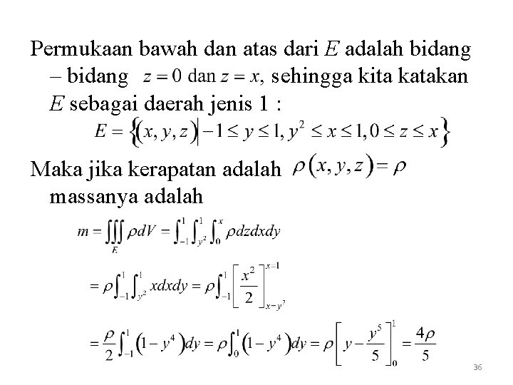 Permukaan bawah dan atas dari E adalah bidang – bidang sehingga kita katakan E