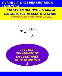 VIDA MEDIA (T) DE UNA SUSTANCIA RADIACTIVA “TIEMPO EN QUE UNA SUSTANCIA RADIACTIVA SE
