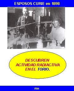 ESPOSOS CURIE en 1898 DESCUBREN ACTIVIDAD RADIACTIVA EN EL TORIO. NM 4 