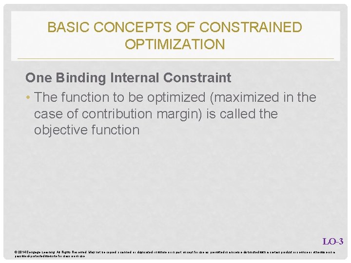 BASIC CONCEPTS OF CONSTRAINED OPTIMIZATION One Binding Internal Constraint • The function to be BASIC CONCEPTS OF CONSTRAINED OPTIMIZATION One Binding Internal Constraint • The function to be