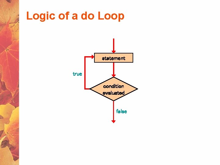 Logic of a do Loop statement true condition evaluated false 