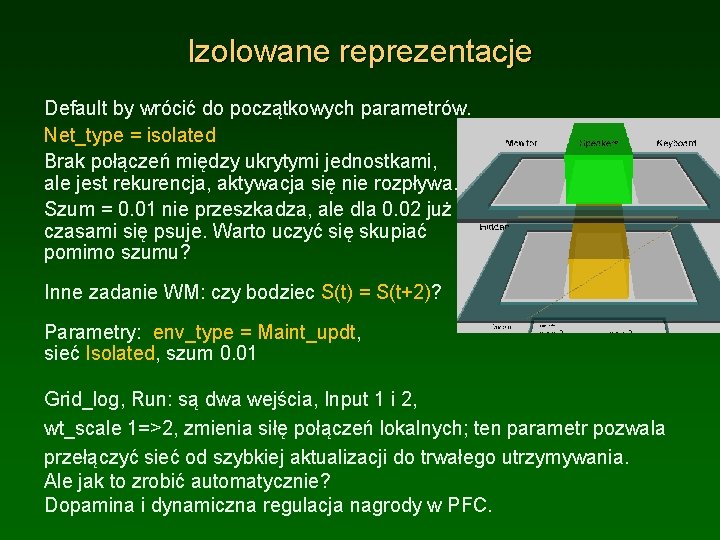 Izolowane reprezentacje Default by wrócić do początkowych parametrów. Net_type = isolated Brak połączeń między