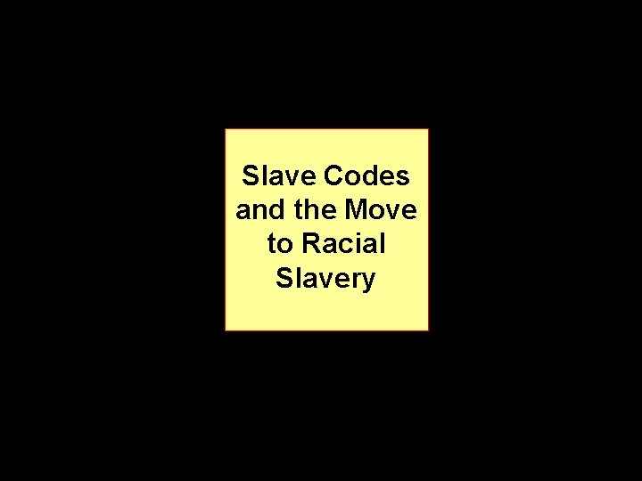 Slave Codes and the Move to Racial Slavery 