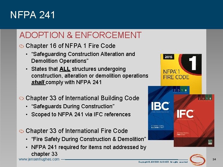 NFPA 241 ADOPTION & ENFORCEMENT Chapter 16 of NFPA 1 Fire Code • “Safeguarding