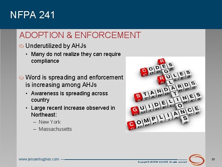 NFPA 241 ADOPTION & ENFORCEMENT Underutilized by AHJs • Many do not realize they