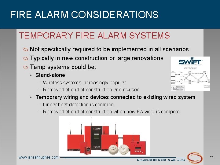 FIRE ALARM CONSIDERATIONS TEMPORARY FIRE ALARM SYSTEMS Not specifically required to be implemented in