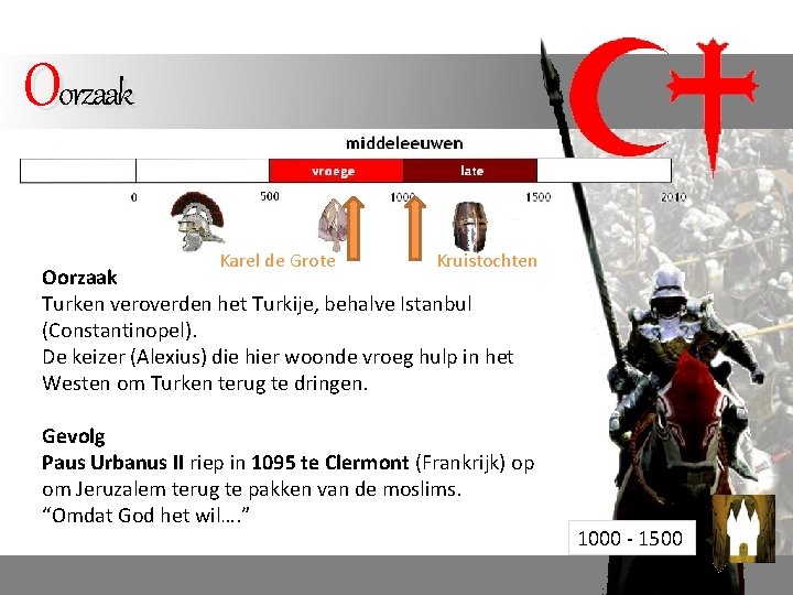 Oorzaak Karel de Grote Kruistochten Oorzaak Turken veroverden het Turkije, behalve Istanbul (Constantinopel). De Oorzaak Karel de Grote Kruistochten Oorzaak Turken veroverden het Turkije, behalve Istanbul (Constantinopel). De