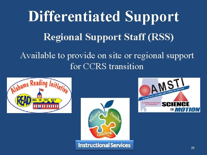 Differentiated Support Regional Support Staff (RSS) Available to provide on site or regional support