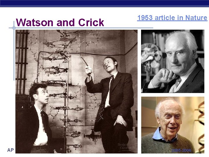 Watson and Crick AP Biology 1953 article in Nature 2005 -2006 