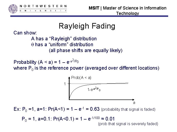 MSIT | Master of Science in Information Technology Rayleigh Fading Can show: A has