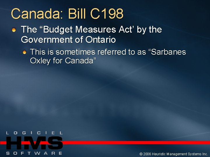 Canada: Bill C 198 The “Budget Measures Act’ by the Government of Ontario This