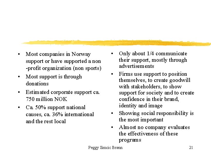  • Most companies in Norway support or have supported a non -profit organization