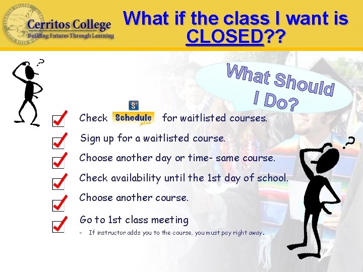What if the class I want is CLOSED? ? What Check Shoul d I
