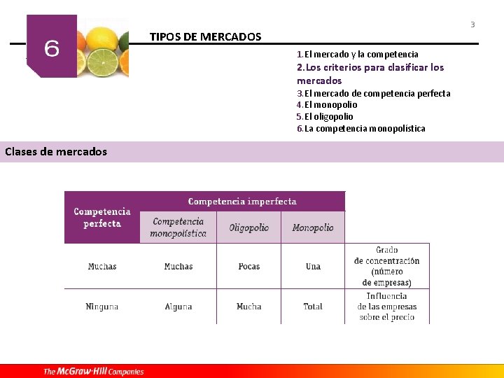 3 TIPOS DE MERCADOS 1. El mercado y la competencia 2. Los criterios para 3 TIPOS DE MERCADOS 1. El mercado y la competencia 2. Los criterios para