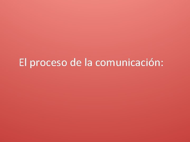 El proceso de la comunicación: 