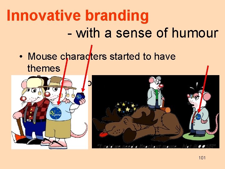 Innovative branding - with a sense of humour • Mouse characters started to have