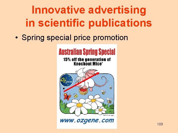 Innovative advertising in scientific publications • Spring special price promotion 109 