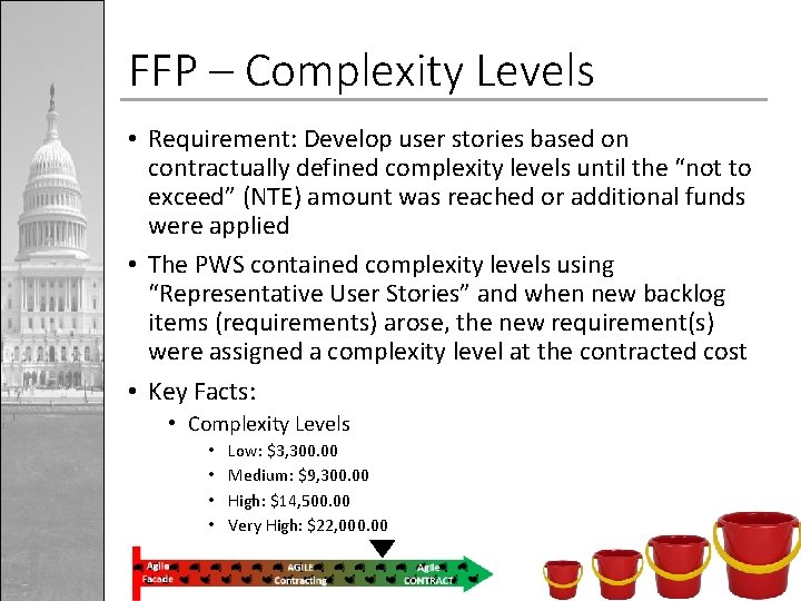 FFP – Complexity Levels • Requirement: Develop user stories based on contractually defined complexity