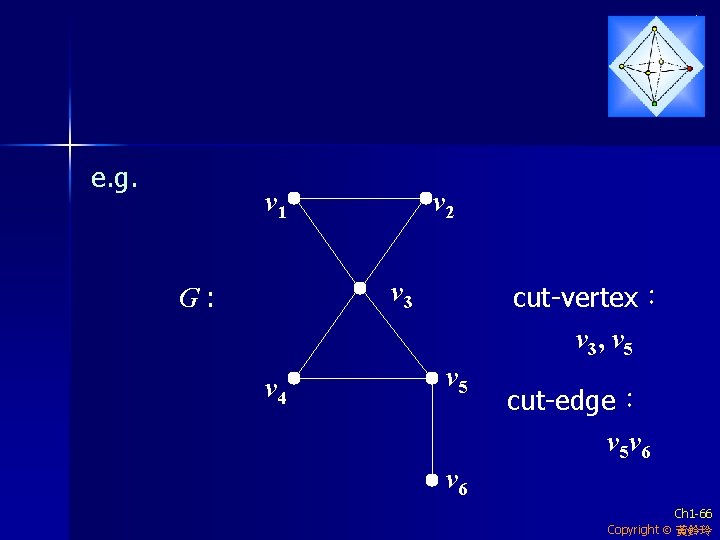 e. g. v 1 v 2 v 3 G: 　　　　　　 v 4 cut-vertex： v