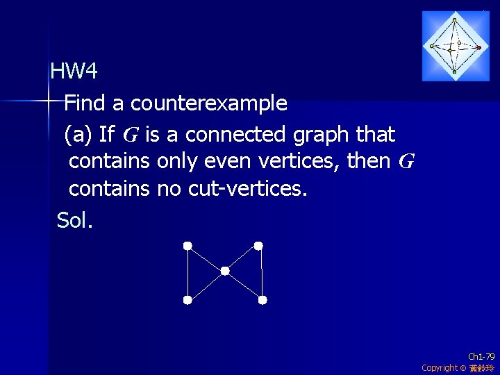 HW 4 Find a counterexample (a) If G is a connected graph that contains