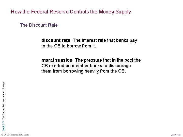 How the Federal Reserve Controls the Money Supply The Discount Rate discount rate The