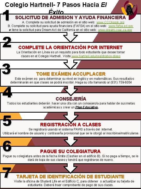 Colegio Hartnell- 7 Pasos Hacia El Éxito 1 SOLICITUD DE ADMISION Y AYUDA FINANCIERA