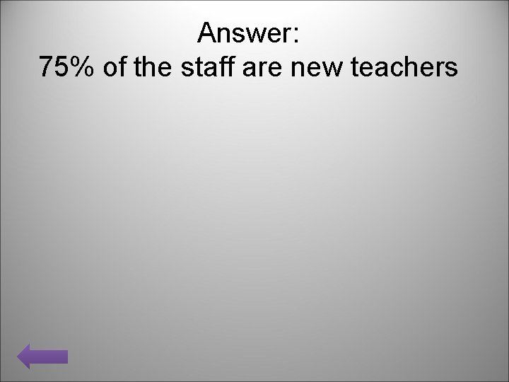 Answer: 75% of the staff are new teachers 