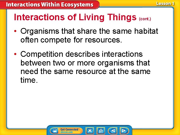 Interactions of Living Things (cont. ) • Organisms that share the same habitat often