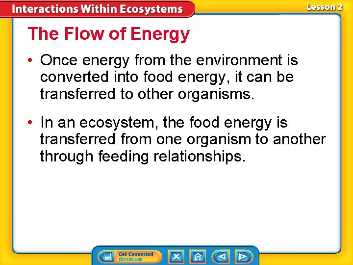 The Flow of Energy • Once energy from the environment is converted into food