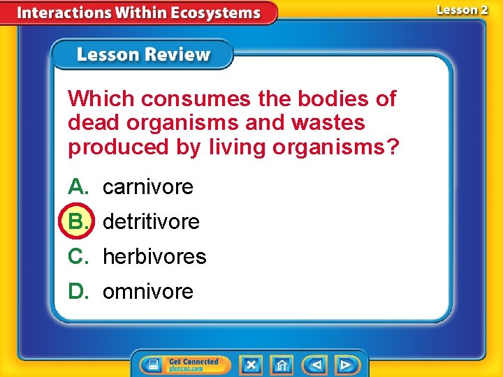 Which consumes the bodies of dead organisms and wastes produced by living organisms? A.