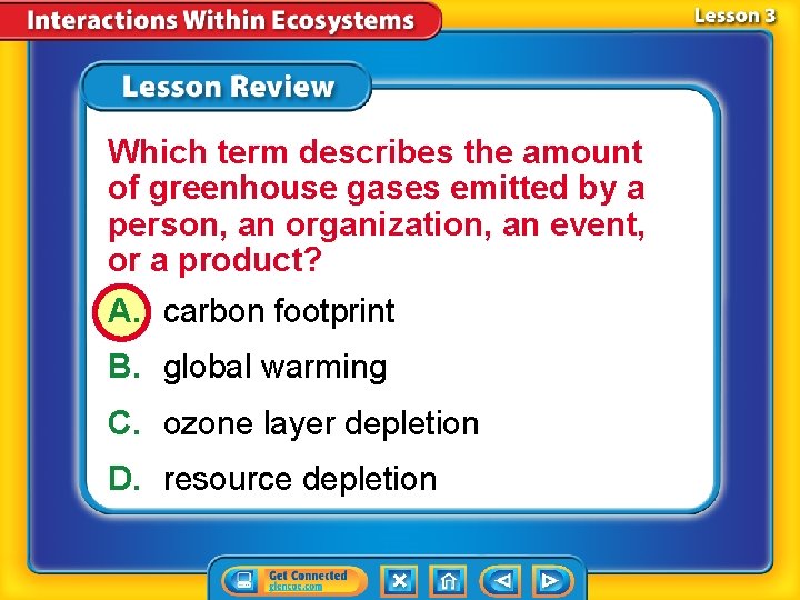 Which term describes the amount of greenhouse gases emitted by a person, an organization,