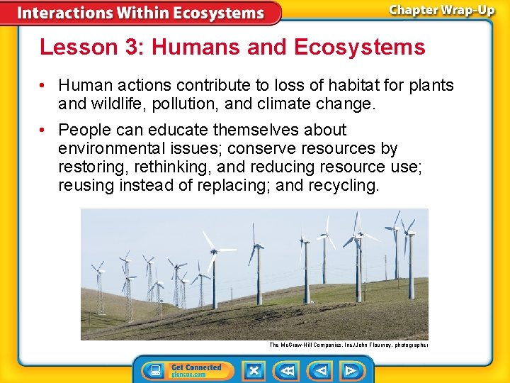 Lesson 3: Humans and Ecosystems • Human actions contribute to loss of habitat for